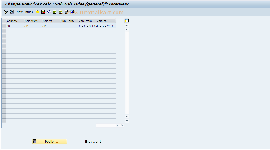 SAP TCode S_ALR_87003232 - IMG Activity: J_1BTAX_SUBST_TRIBUT