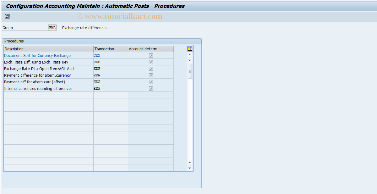 SAP TCode S_ALR_87003237 - IMG Activity: SIMG_CFMENUORFBOBA1