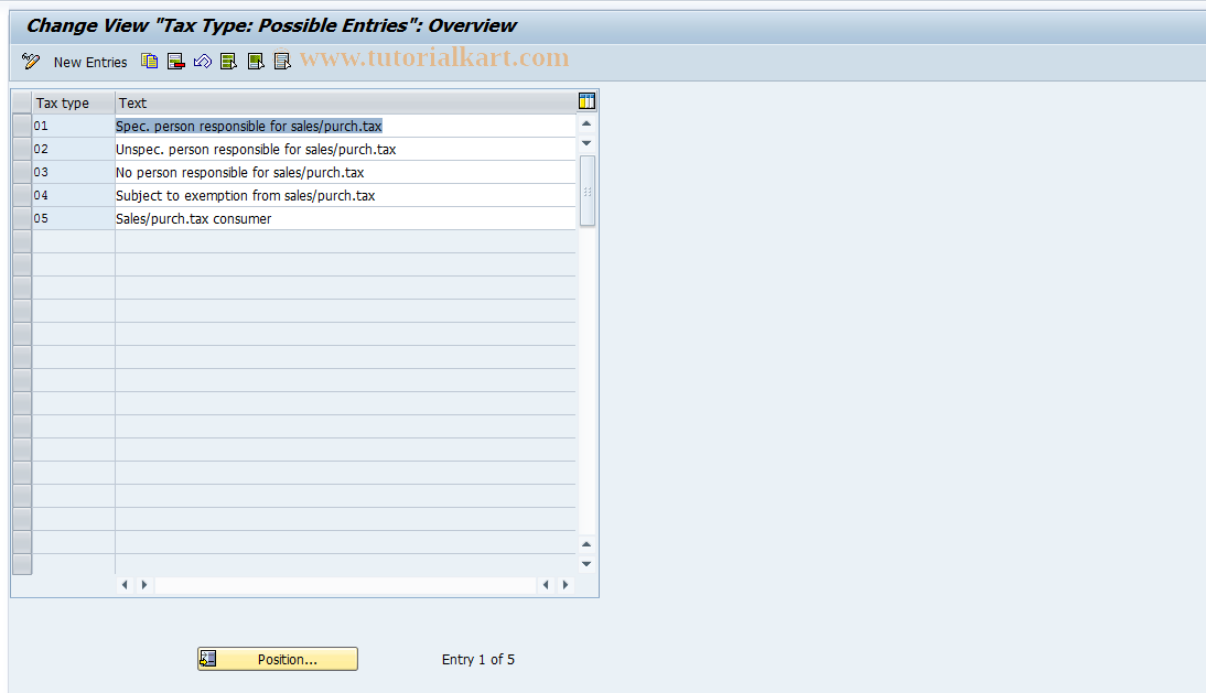 SAP TCode S_ALR_87003249 - IMG Activity: J_1AFISCAL_TYPE4