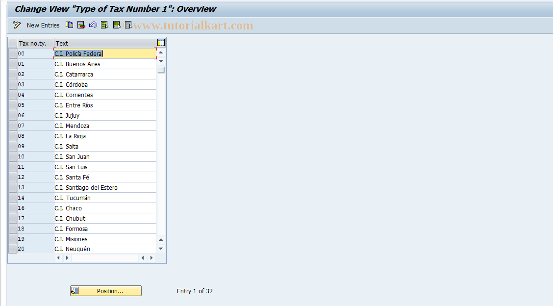 SAP TCode S_ALR_87003285 - IMG Activity: J_1ATYPE_OF_ID4