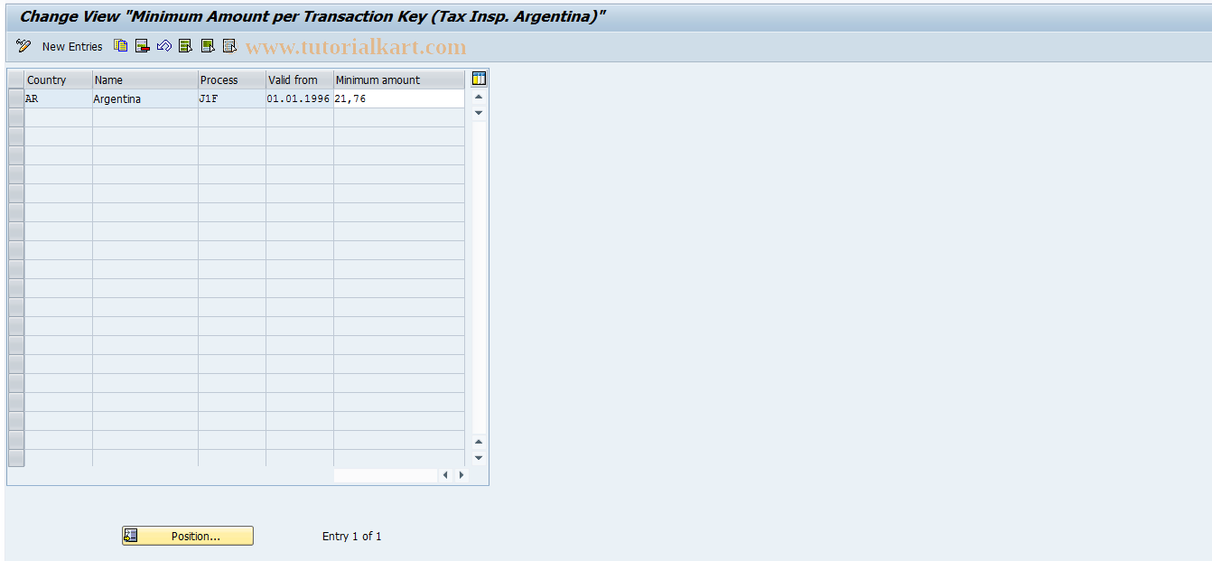 SAP TCode S_ALR_87003300 - IMG Activity: J_1ATAX_MINIMUM4