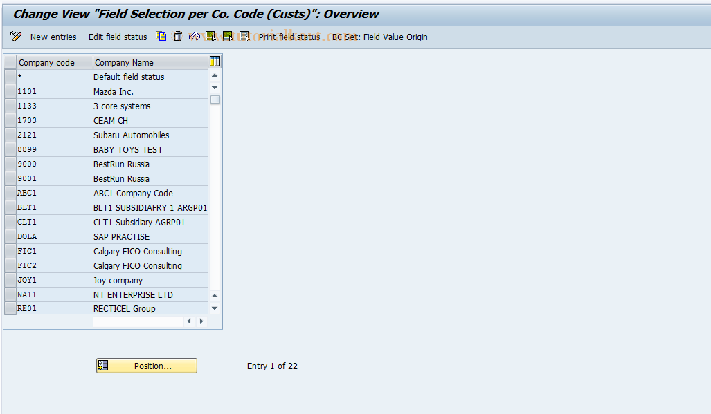 SAP TCode S_ALR_87003304 - IMG Activity: SIMG_CFMENUORFBOB21