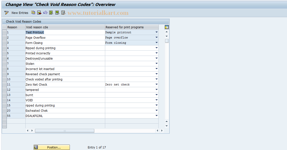 SAP TCode S_ALR_87003307 - IMG Activity: SIMG_CFMENUORFBFCHV