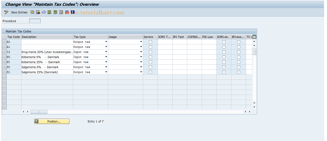 SAP TCode S_ALR_87003321 - IMG Activity: J_1BTXMMCV