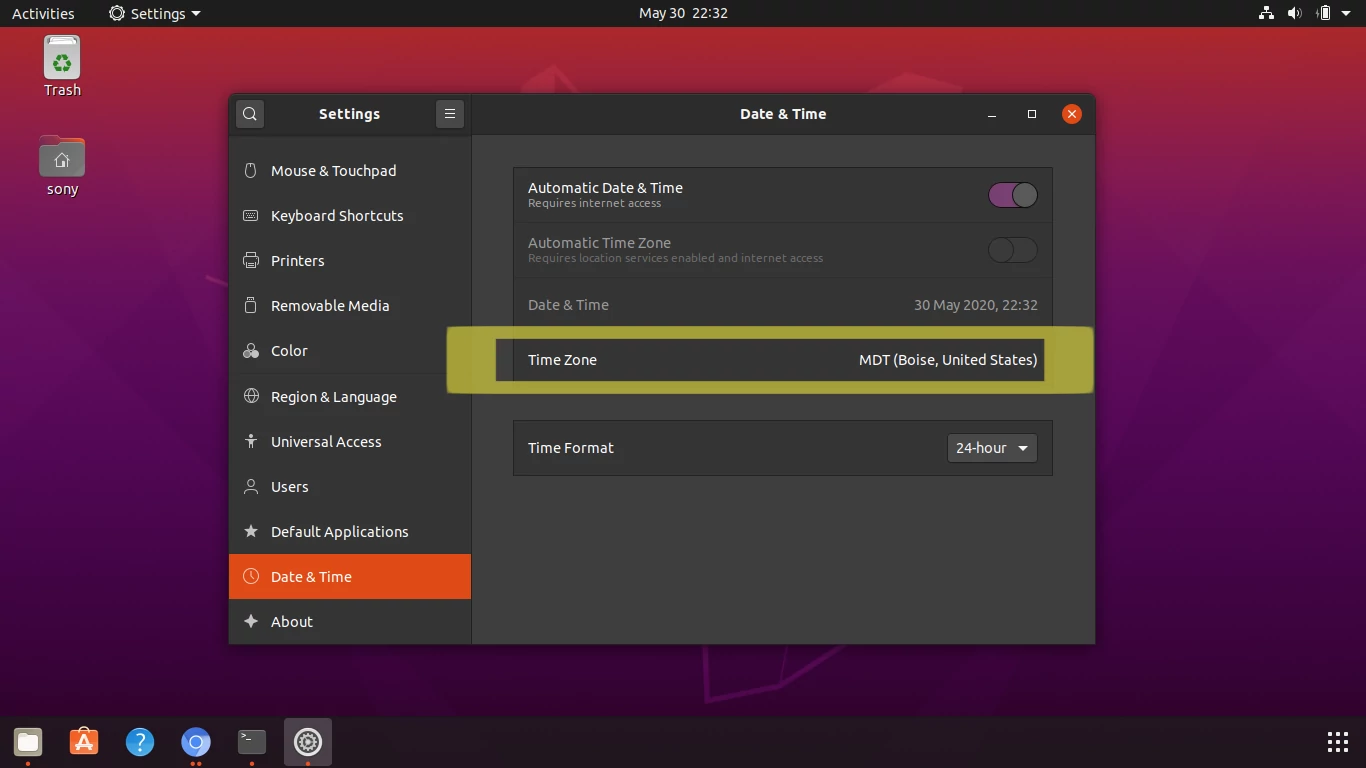 Ubuntu Change Timezone