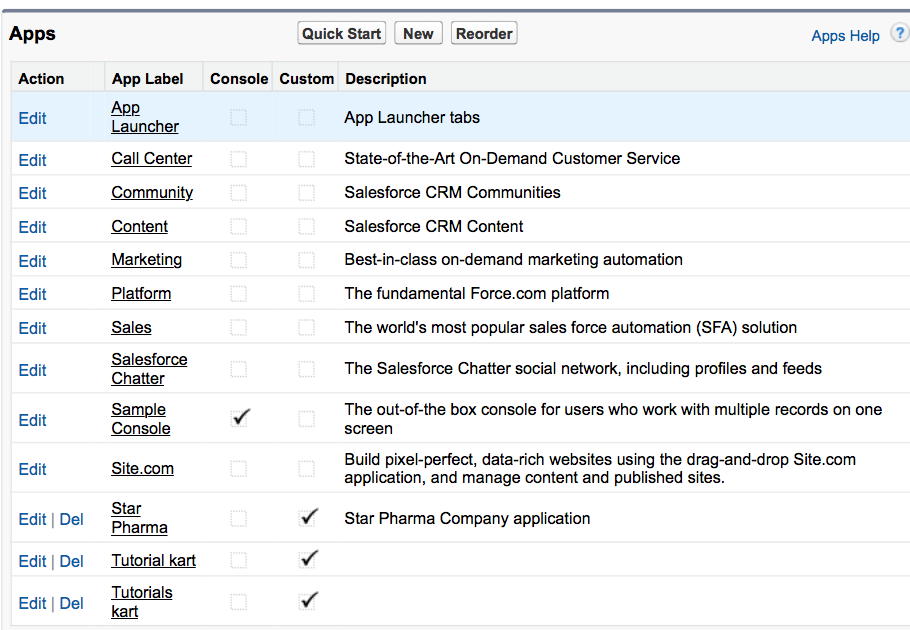 How to create an app in salesforce 