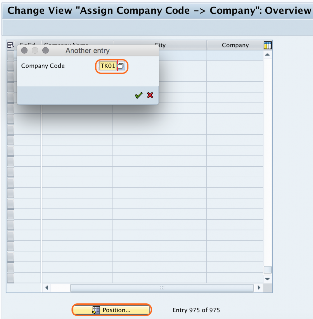 sap company code ledger assignment table
