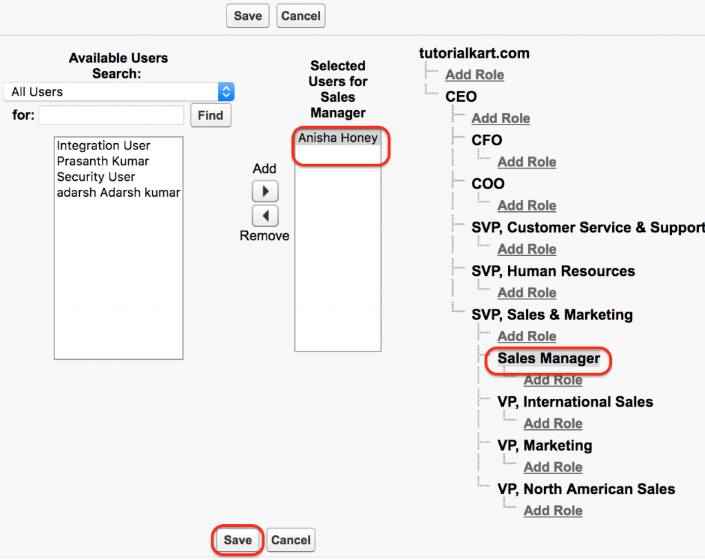 Role hierarchies in Salesforce