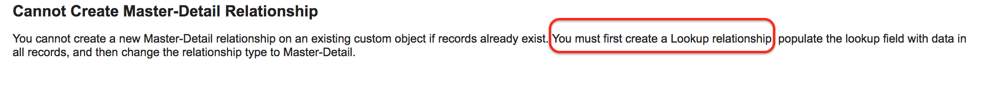 You cannot create a new Master-Detail relationship on an existing custom object if records already exist