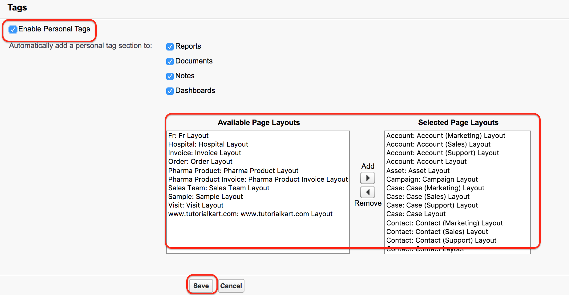 Page types and page elements in Salesforce