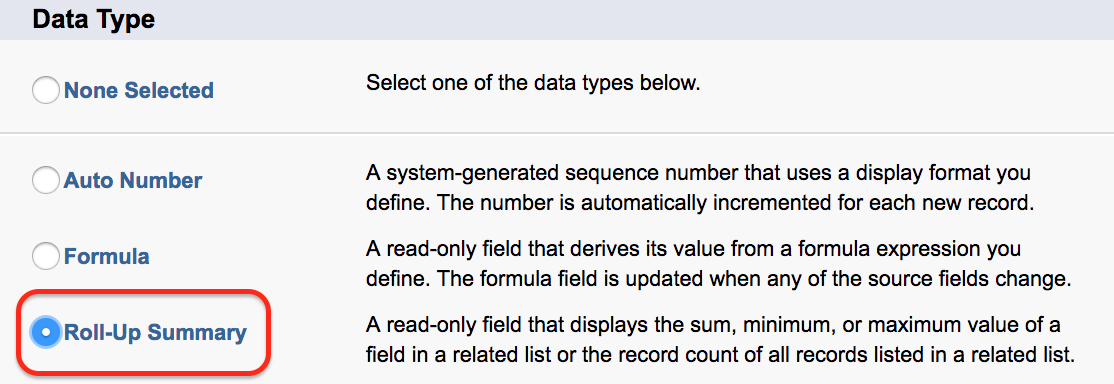 Rollup Summary field in Salesforce