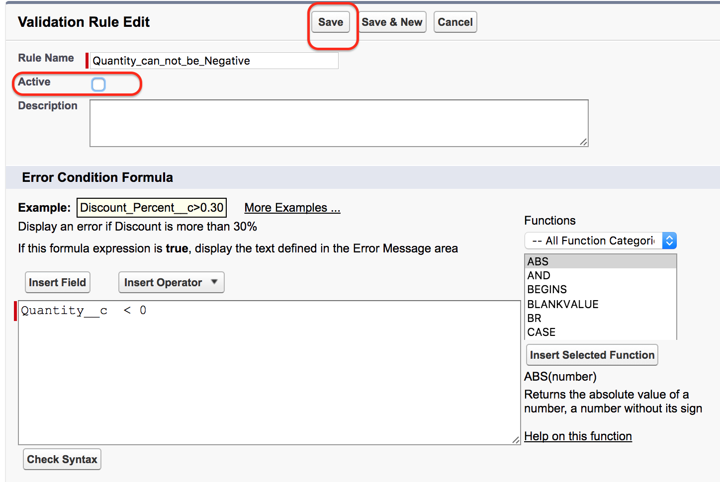 Salesforce Validation rules