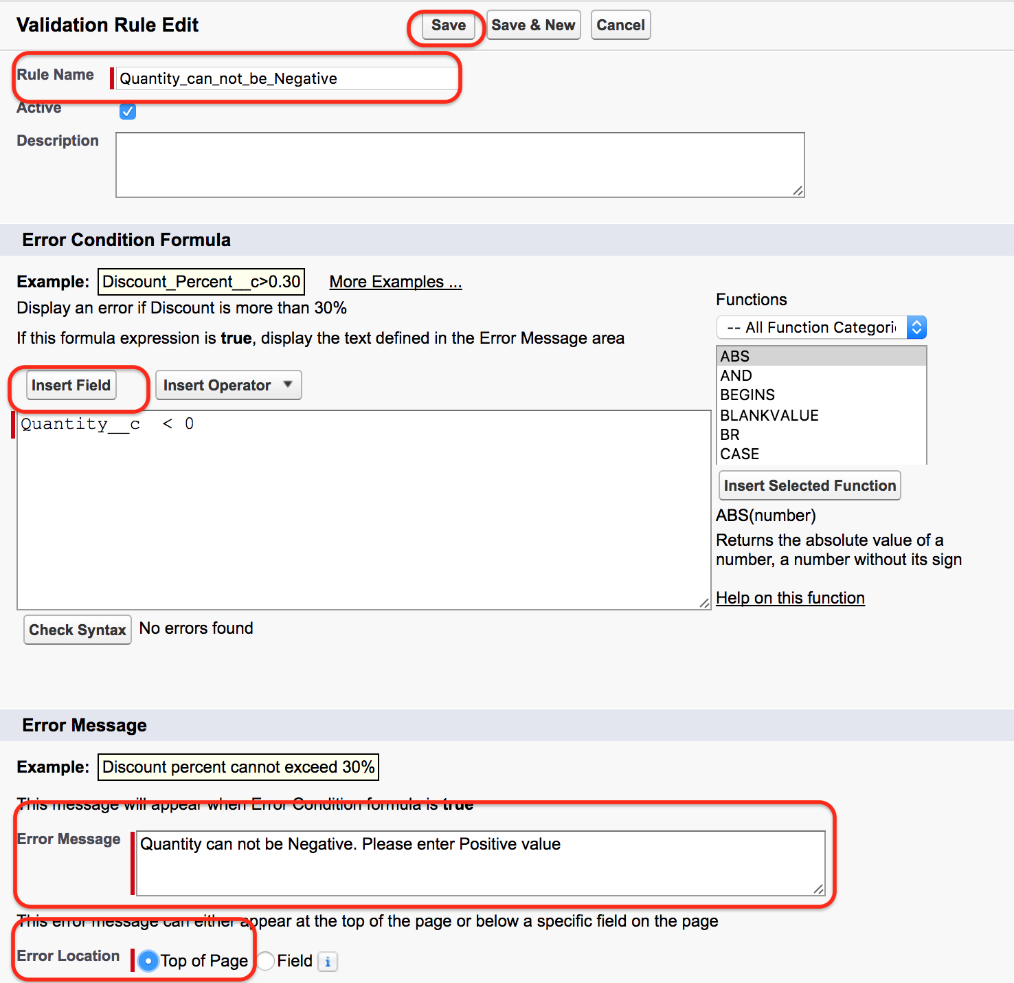 Validation rules in salesforce