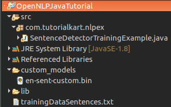 How to train a model for Sentence Detection in openNLP - project structure - Tutorialkart