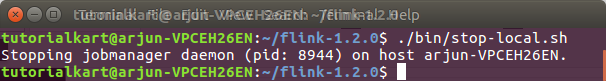 Stop Apache Flink Local cluster - Apache Flink Tutorials - TutorialKart.com