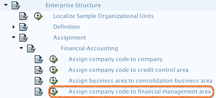 Assign company code to financial management area path