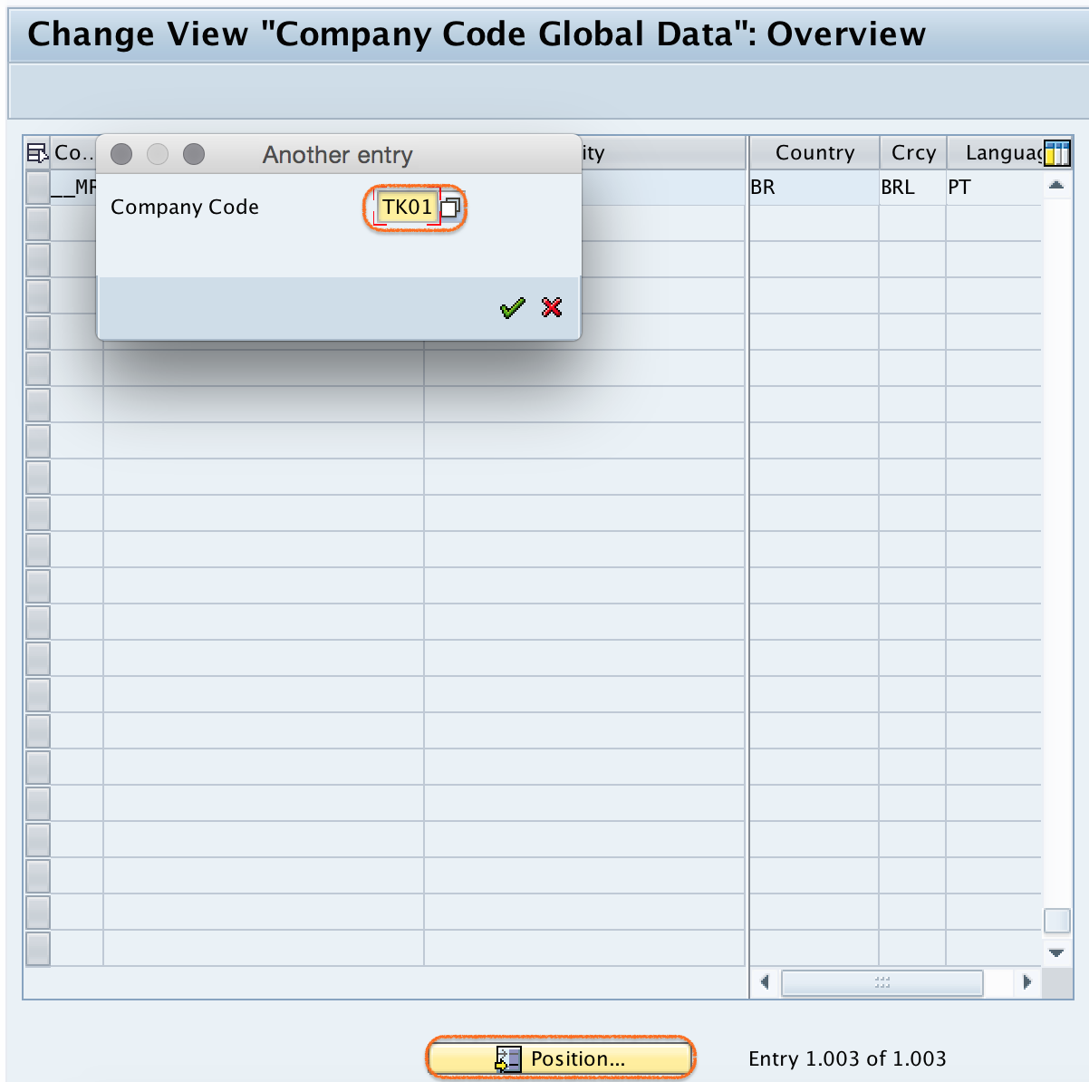 Company Code Global Data overview