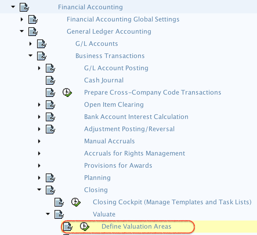 Define Valuation areas Path