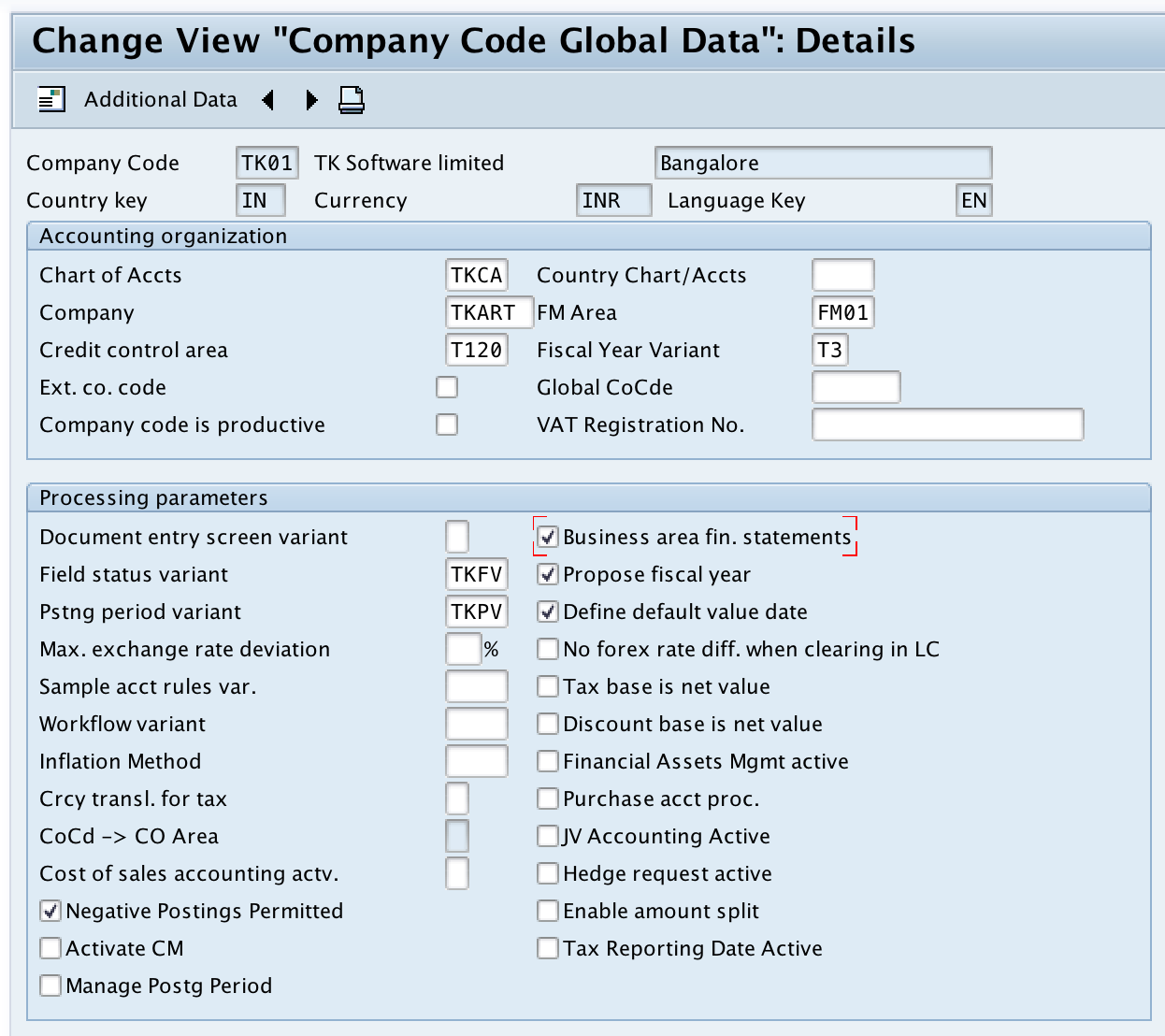 Enter Company Code Global Parameters in SAP