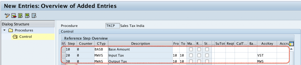 tax procedure assignment to company codes sap