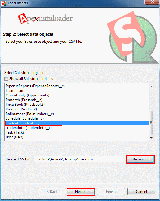 Inserting a Record using Apex Data Loader