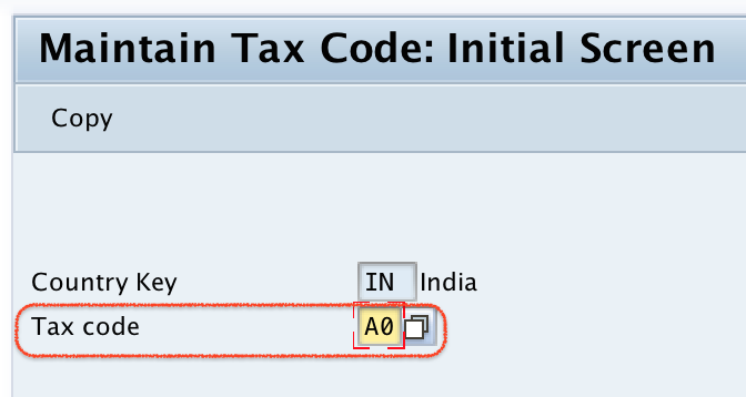 Maintain tax code A0 SAP