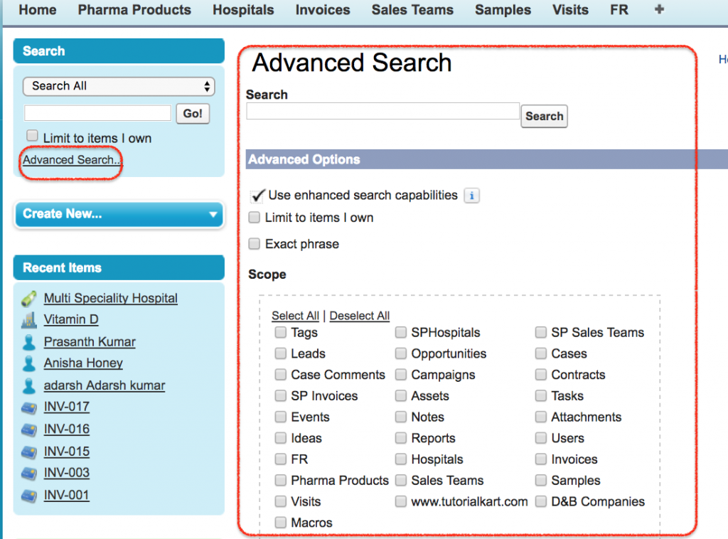 How to search in Salesforce Salesforce Search TutorialKart