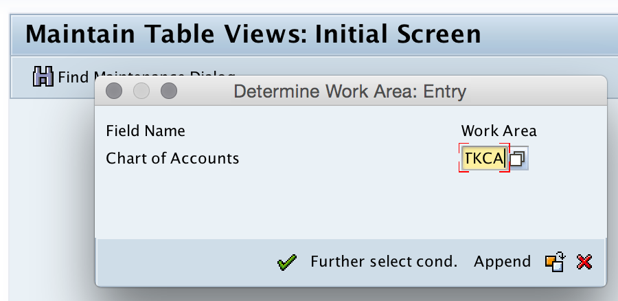 chart of accounts work area