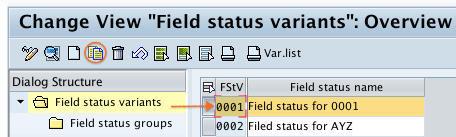 field status variants in SAP overview screen