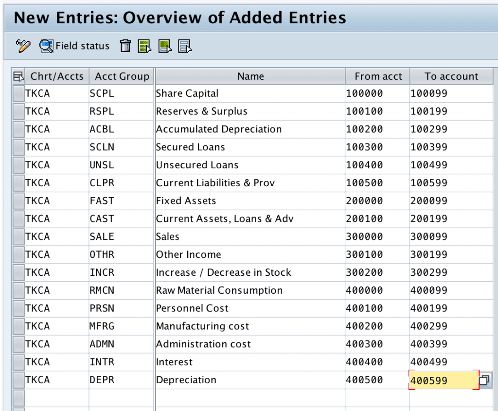 create new account assignment group sap