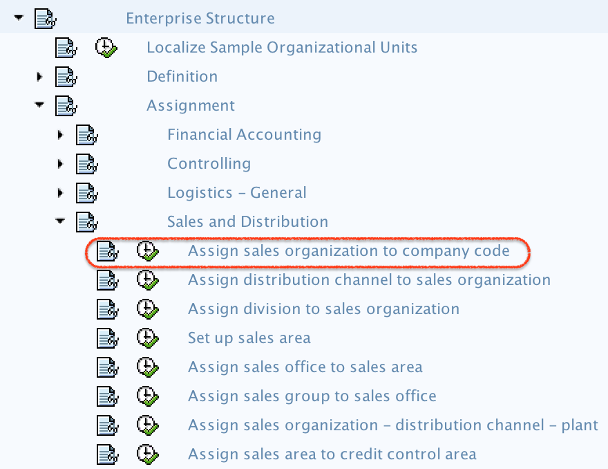 sales organization company code assignment table