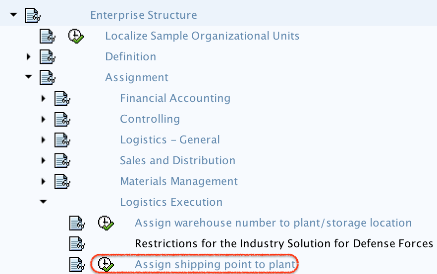 Assign shipping point to plant path