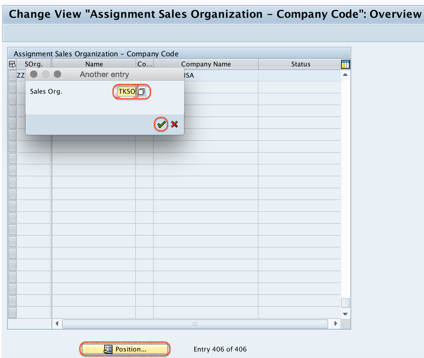 sap company code ledger assignment table