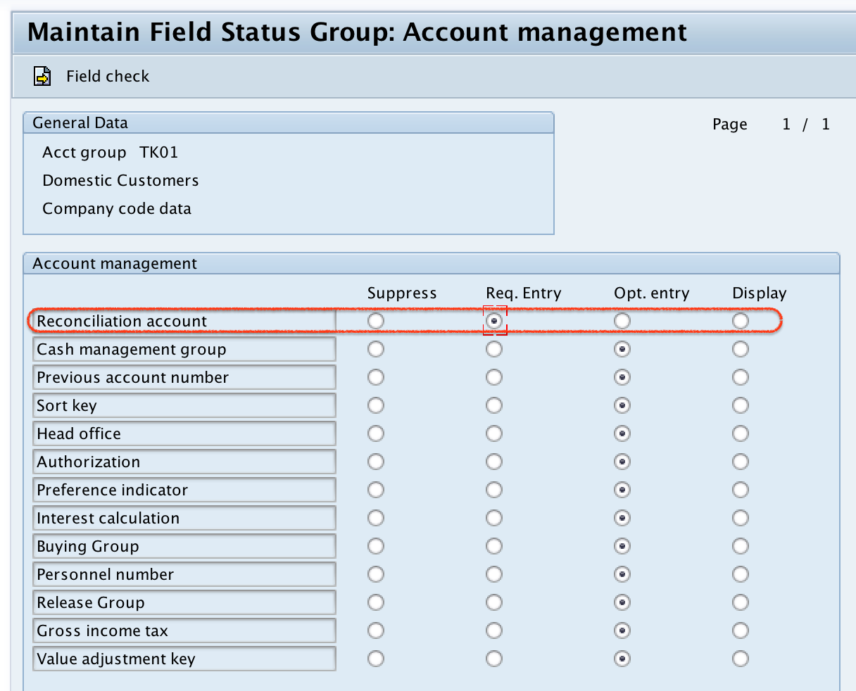 account assignment group in which table