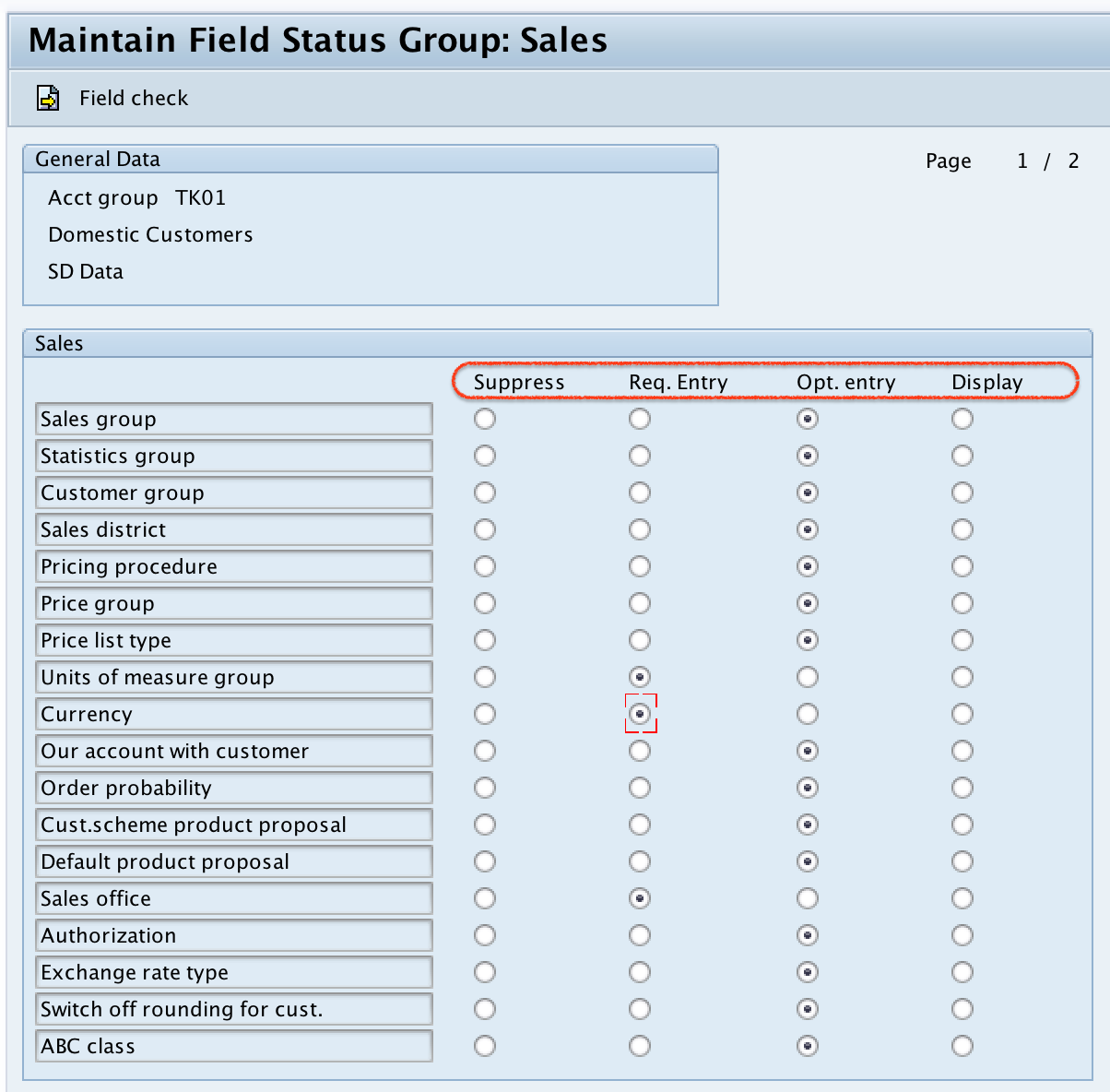 account assignment group customer in sap