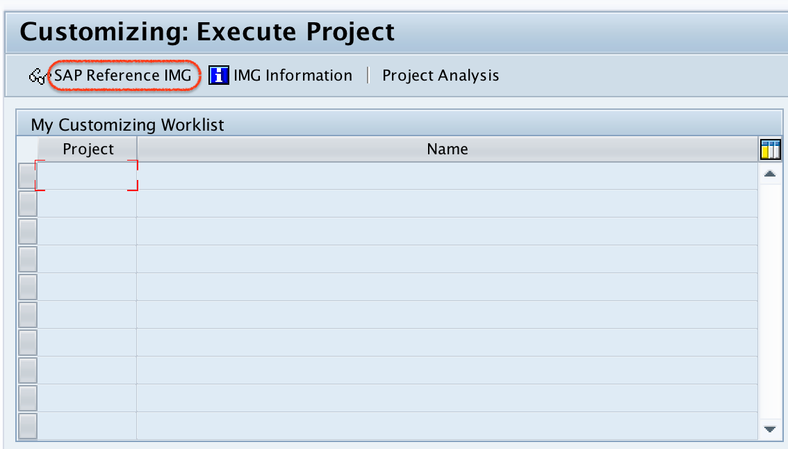 Customizing Execute project SAP Reference IMG