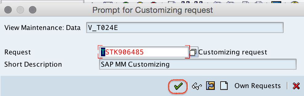 Purchase orgnization customizing request