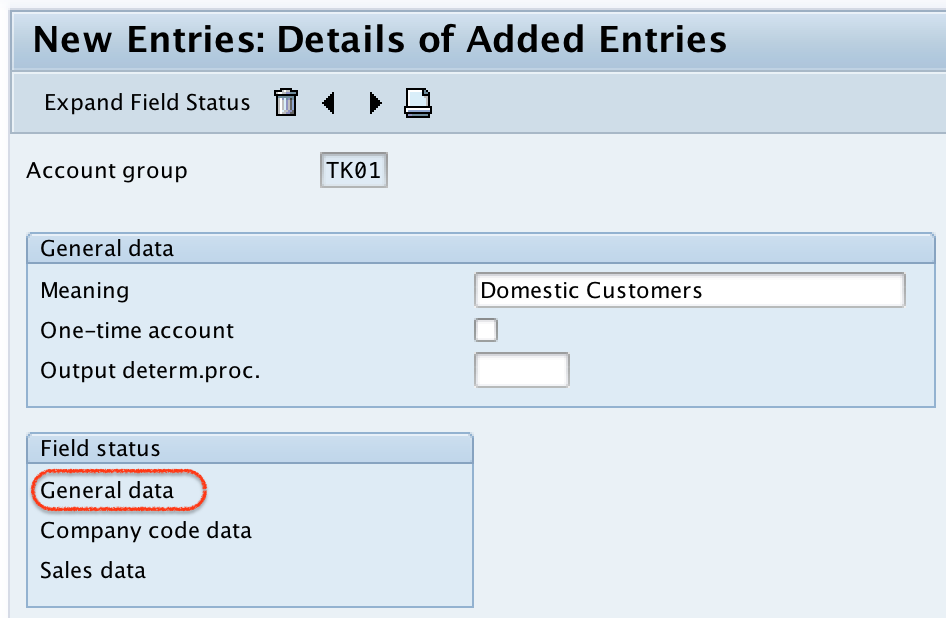 SAP Customer Account Groups General Data