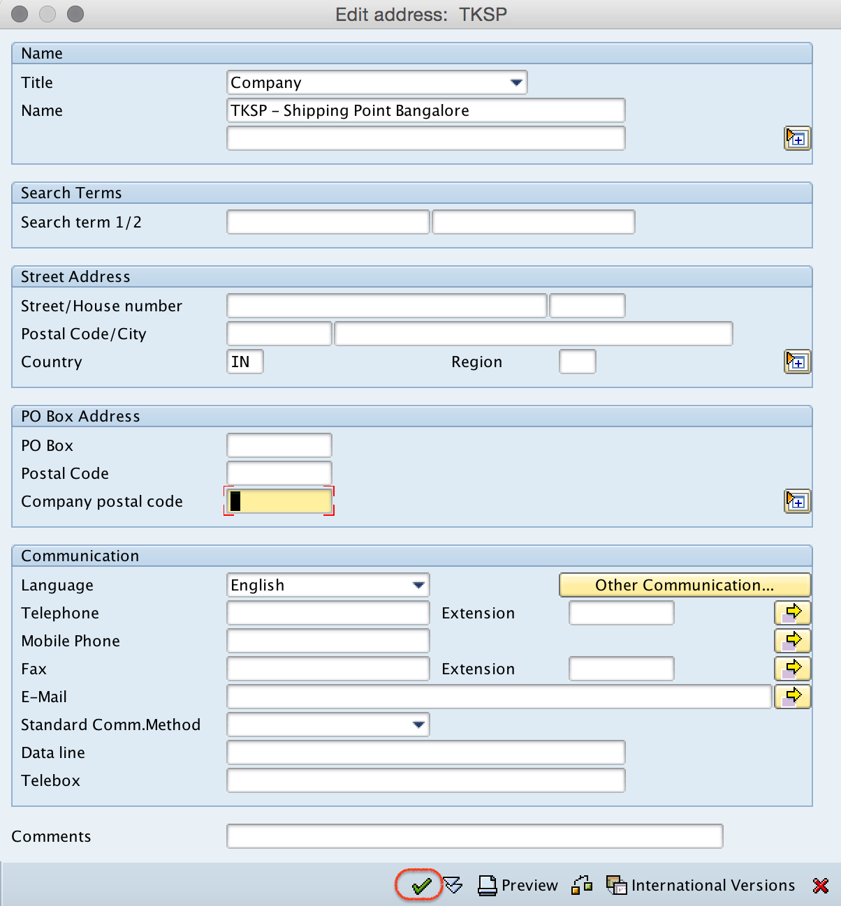 Shipping Point SAP Address details