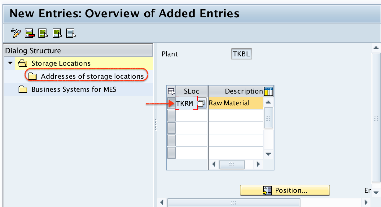 addresses for storage location SAP