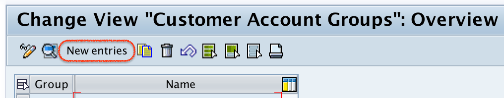 customer account groups SAP New entries