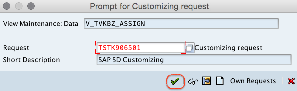 customizing request assignment sales area