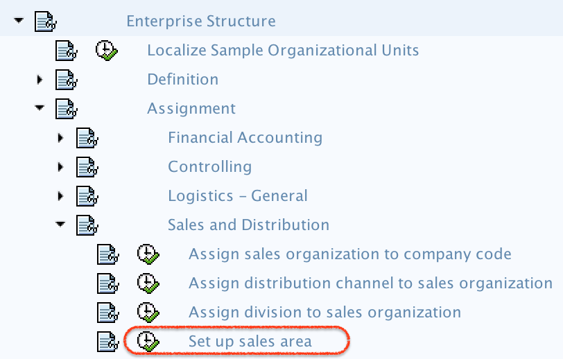 order type assignment to sales area