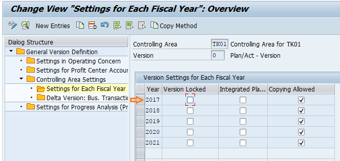 Settings for each fiscal year SAP