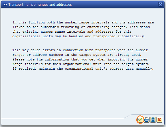 Transport number ranges and address SAP