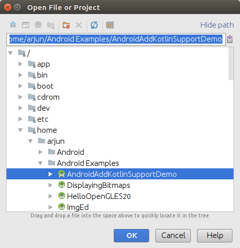 Browse Existing Android Studio project - Convert Java Files in Android Application to Kotlin Files or Classes - Kotlin Tutorial - www.tutorialkart.com