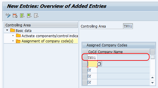 assign company code to controlling area