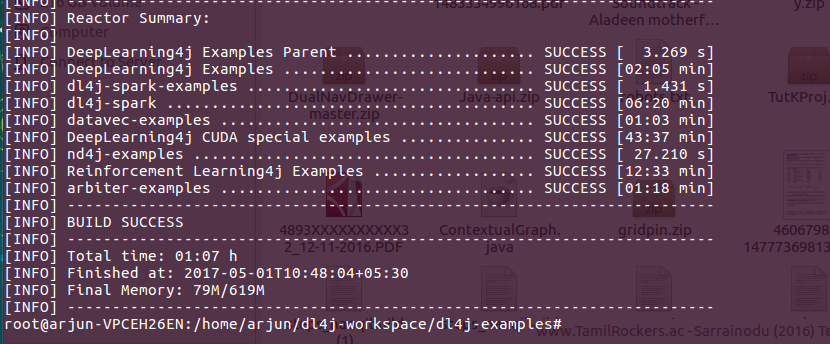 dl4j-examples BUILD SUCCESS - setup environment for Deep learning with Deeplearning4j - Machine Learning Tutorials - www.tutorialkart.com