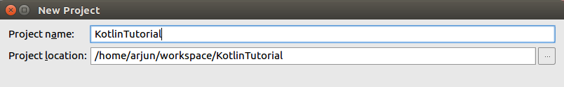 Project Name and Location - Setup of Kotlin Java Project in IntelliJ IDEA - Kotlin Tutorial - www.tutorialkart.com
