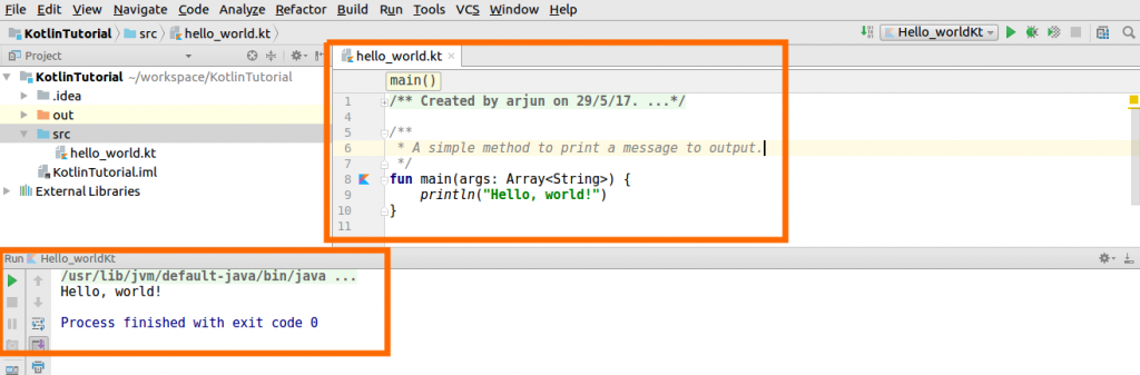Kotlin Project Run - Setup of Kotlin Java Project in IntelliJ IDEA - Kotlin Tutorial - www.tutorialkart.com